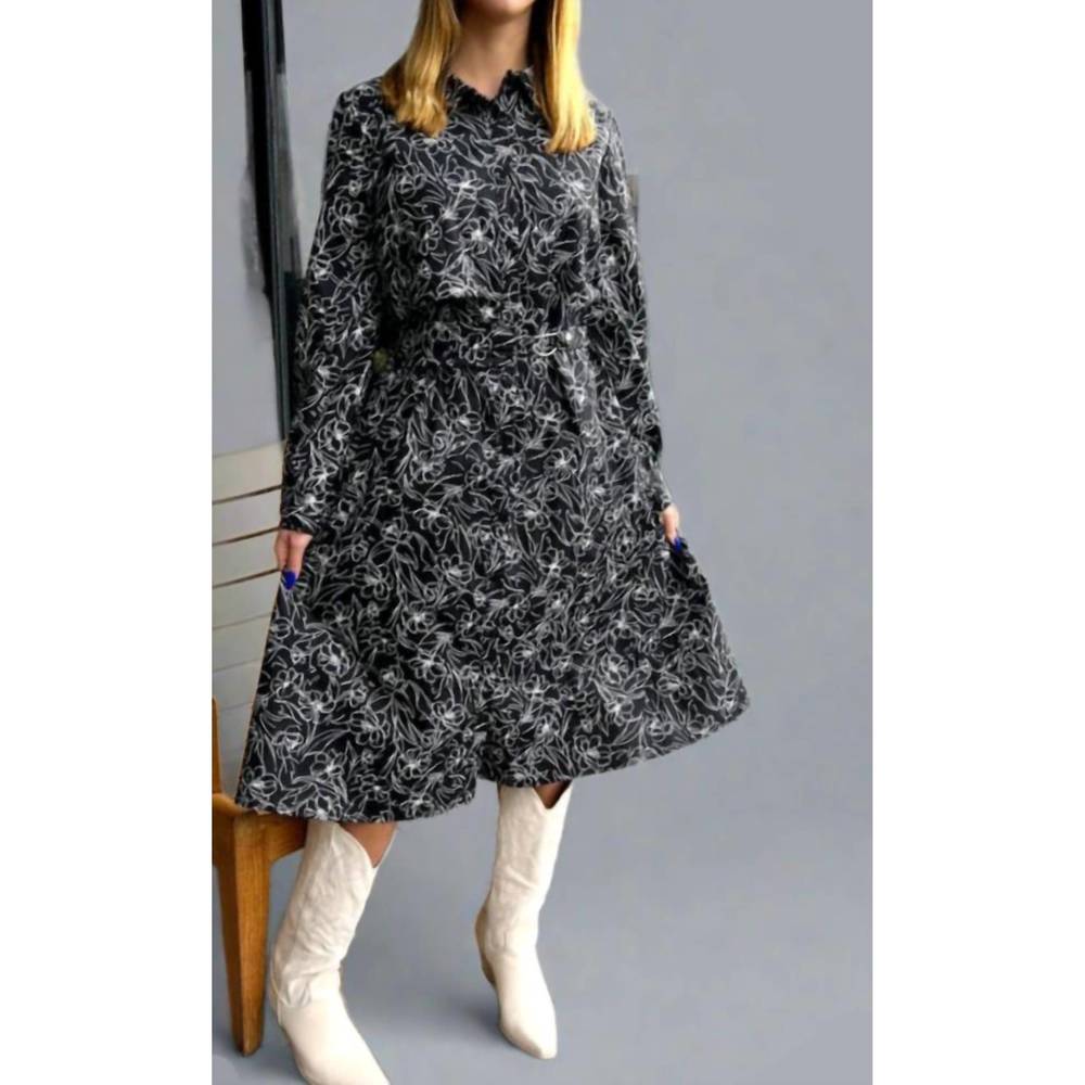 NEW ROSLYN cotton midi dress in black